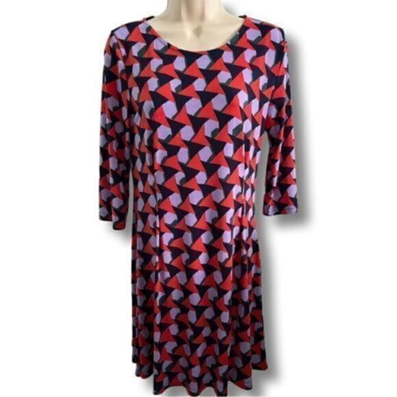 Tracy Negoshian Dress.Flowy. Red, blue and purple. Geometric. Size Medium - Picture 1 of 6